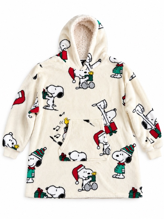 Peanuts Tops - Peanuts Snoopy Christmas Sherpa Hoodie Pullover Cozy Holiday Christmas O/S